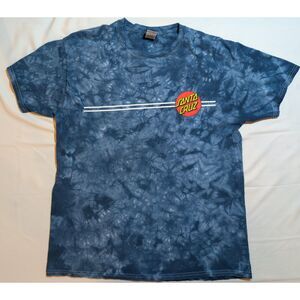Vintage Original Santa Cruz Skateboards T-Shirt Blue Tie Dye Red Dot Logo Large